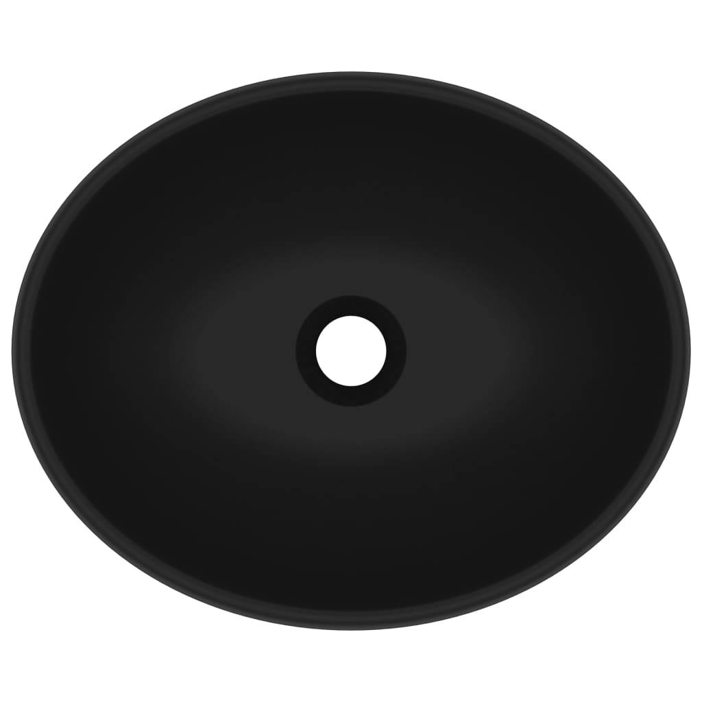 vidaXL Luxuriöses Ovales Waschbecken Matt Schwarz 40x33 cm Keramik
