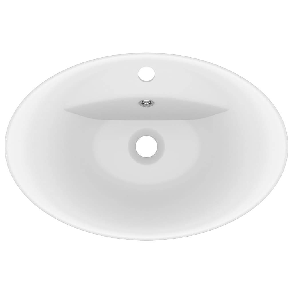 vidaXL Luxus-Waschbecken Überlauf Oval Matt-Weiß 58,5x39 cm Keramik