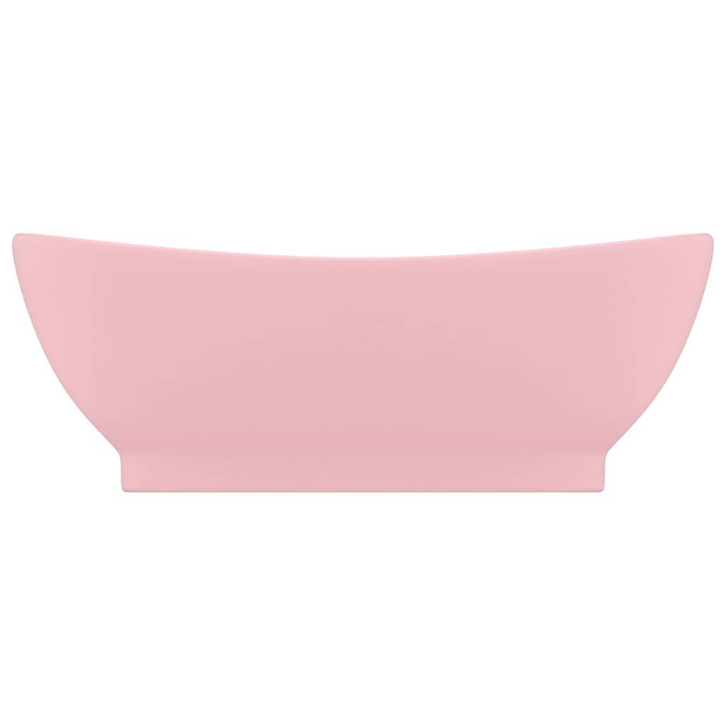 vidaXL Luxus-Waschbecken Überlauf Oval Matt-Rosa 58,5x39 cm Keramik