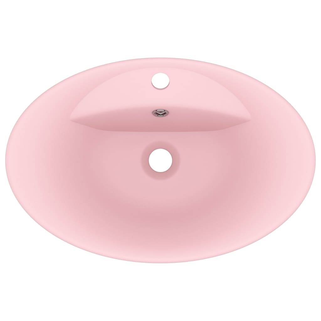 vidaXL Luxus-Waschbecken Überlauf Oval Matt-Rosa 58,5x39 cm Keramik