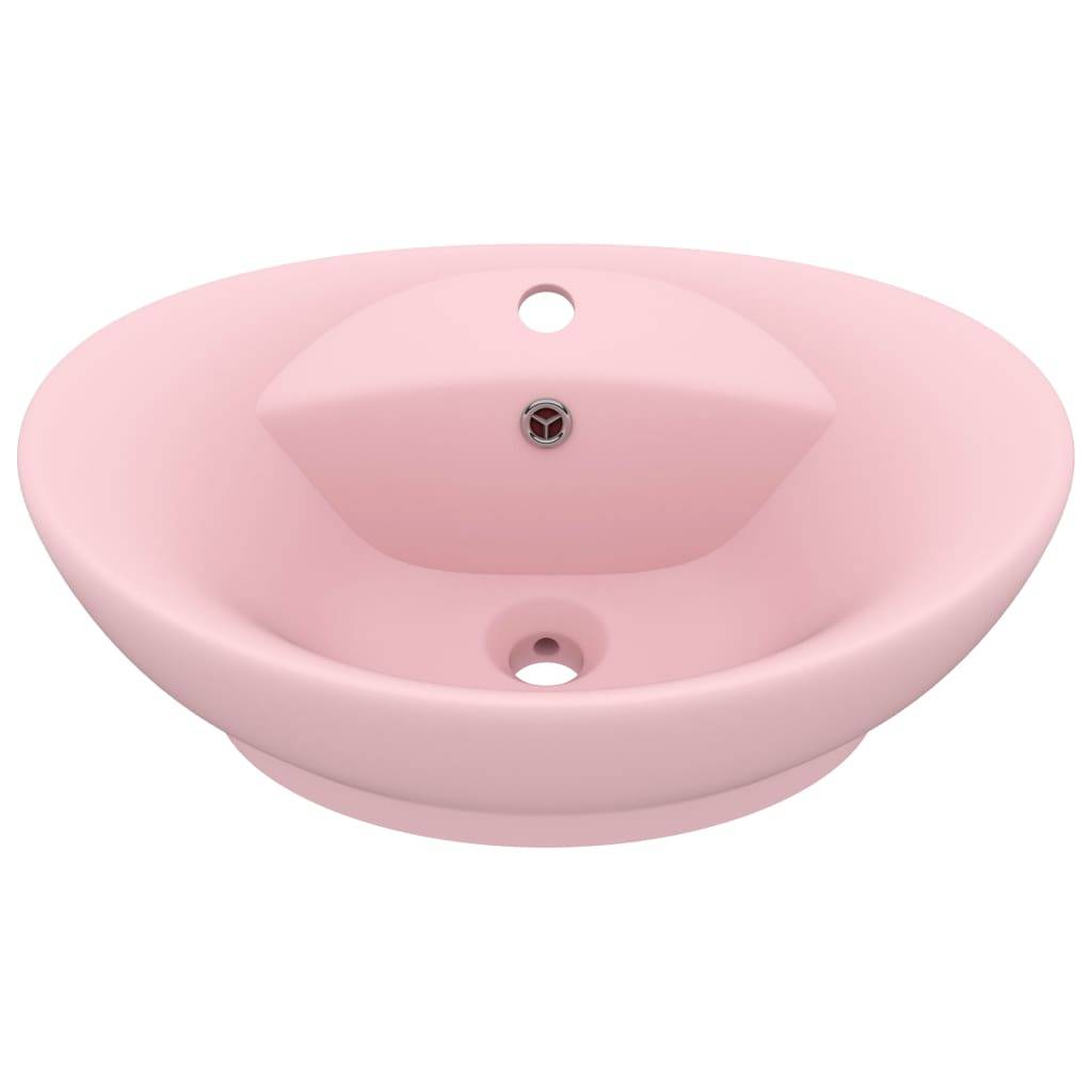 vidaXL Luxus-Waschbecken Überlauf Oval Matt-Rosa 58,5x39 cm Keramik
