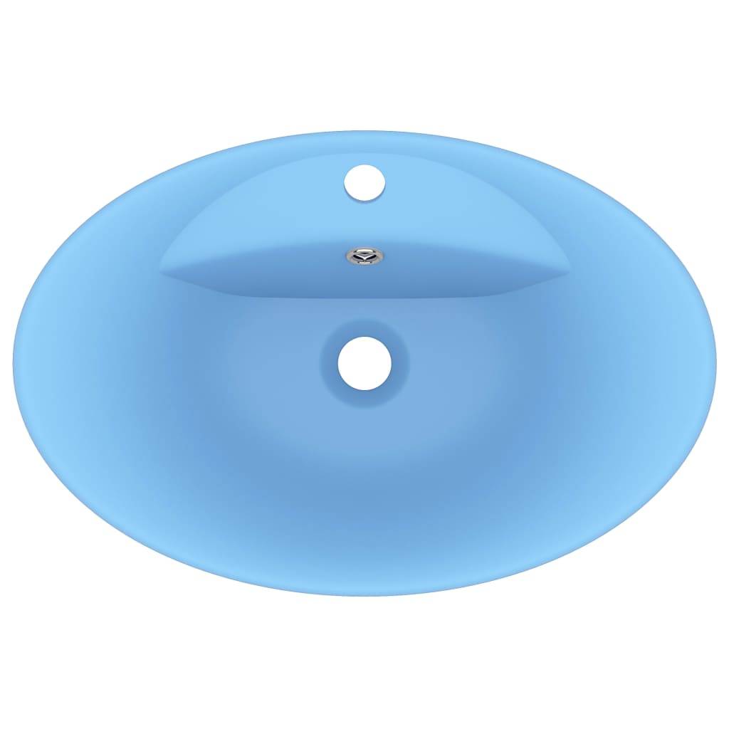 vidaXL Luxus-Waschbecken Überlauf Matt Hellblau 58,5x39cm Keramik