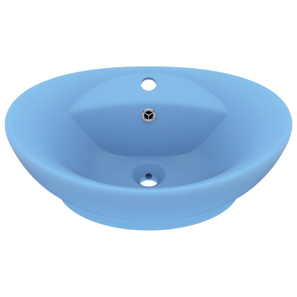 vidaXL Luxus-Waschbecken Überlauf Matt Hellblau 58,5x39cm Keramik