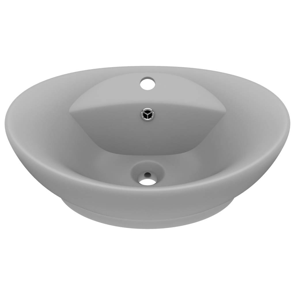 vidaXL Luxus-Waschbecken Überlauf Matt Hellgrau 58,5x39cm Keramik
