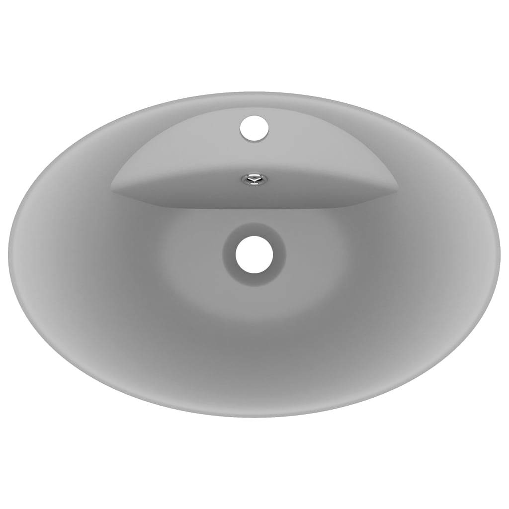vidaXL Luxus-Waschbecken Überlauf Matt Hellgrau 58,5x39cm Keramik