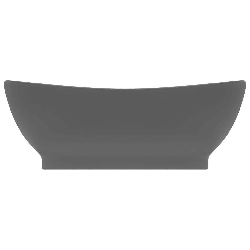 vidaXL Luxus-Waschbecken Überlauf Matt Dunkelgrau 58,5x39cm Keramik