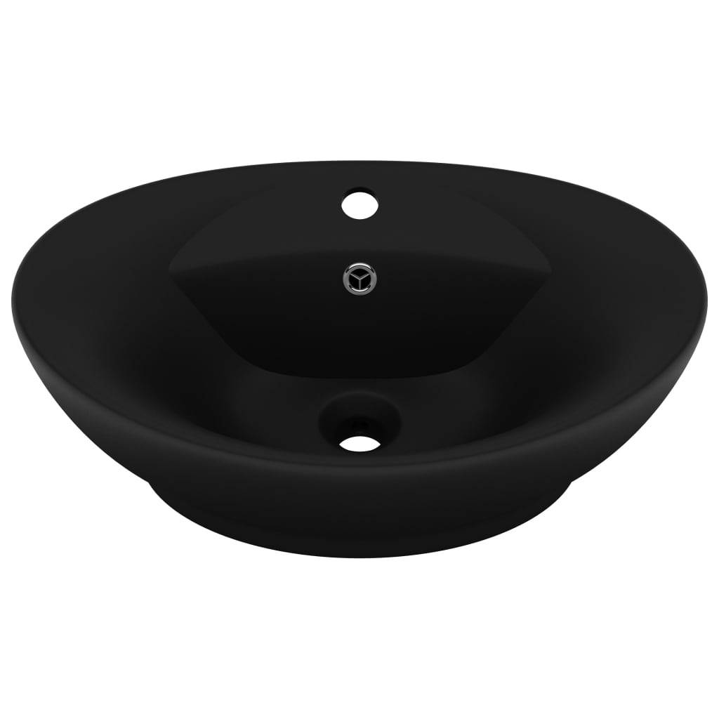 vidaXL Luxus-Waschbecken Überlauf Matt Schwarz 58,5x39cm Keramik
