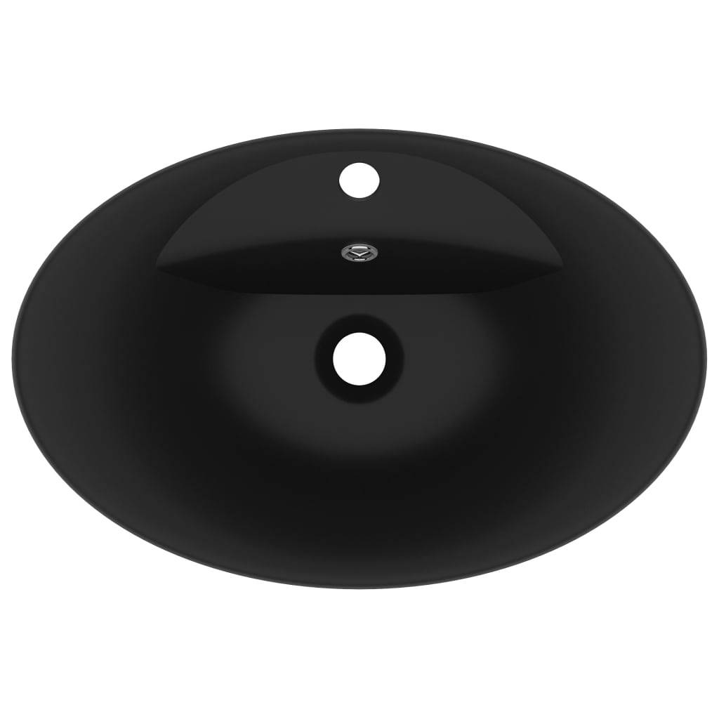 vidaXL Luxus-Waschbecken Überlauf Matt Schwarz 58,5x39cm Keramik