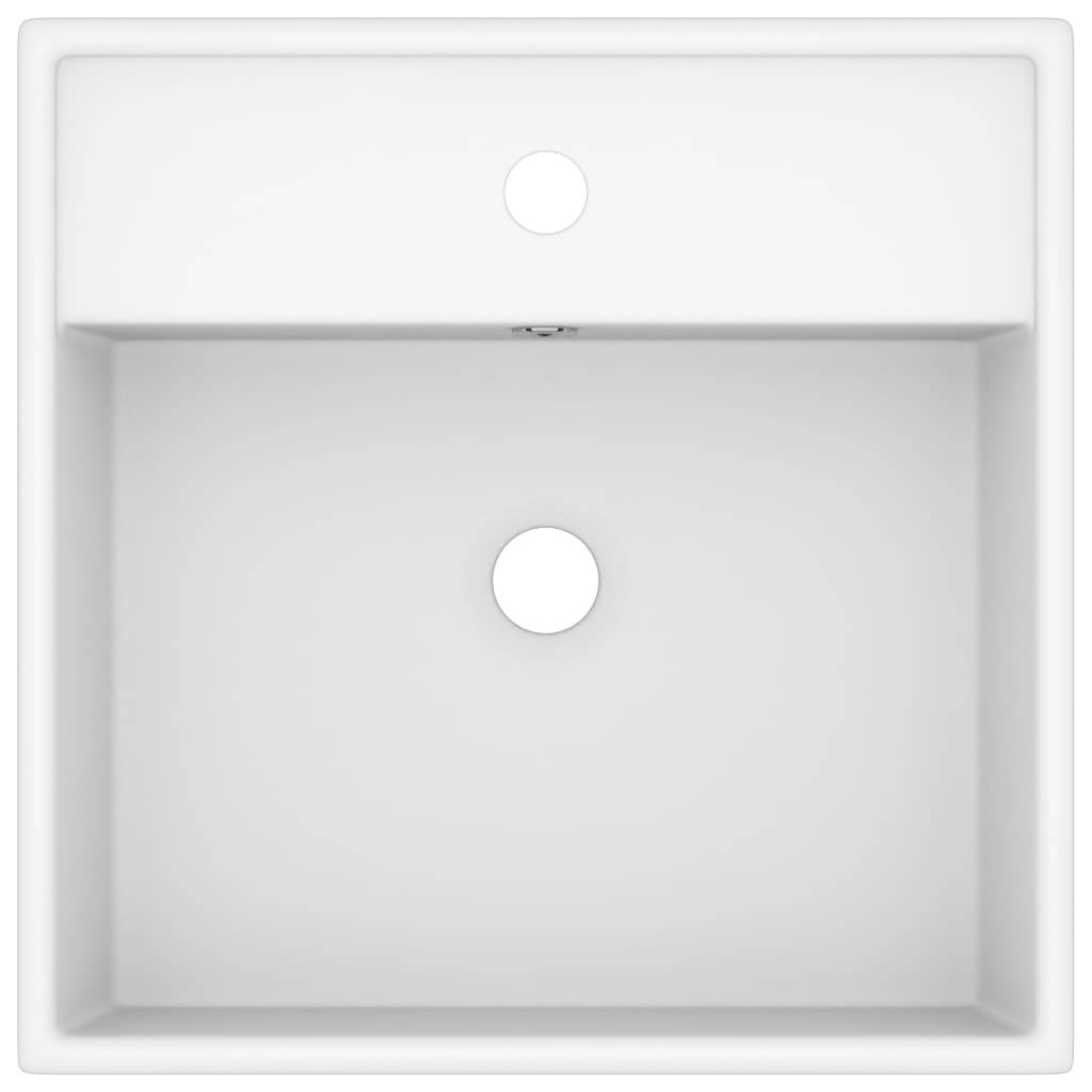 vidaXL Luxus-Waschbecken Überlauf Quadratisch Matt Weiß 41x41 cm