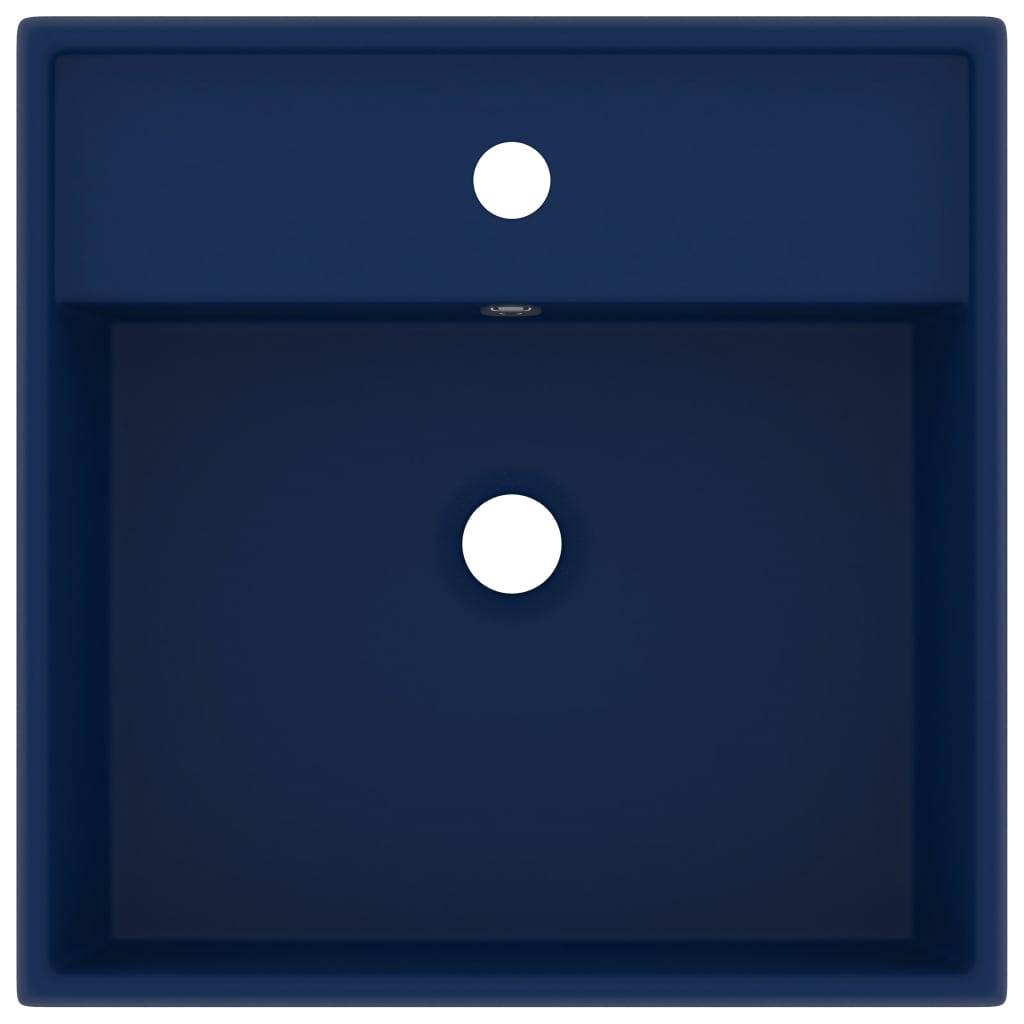 vidaXL Luxus-Waschbecken Überlauf Quadratisch Matt Dunkelblau 41x41 cm