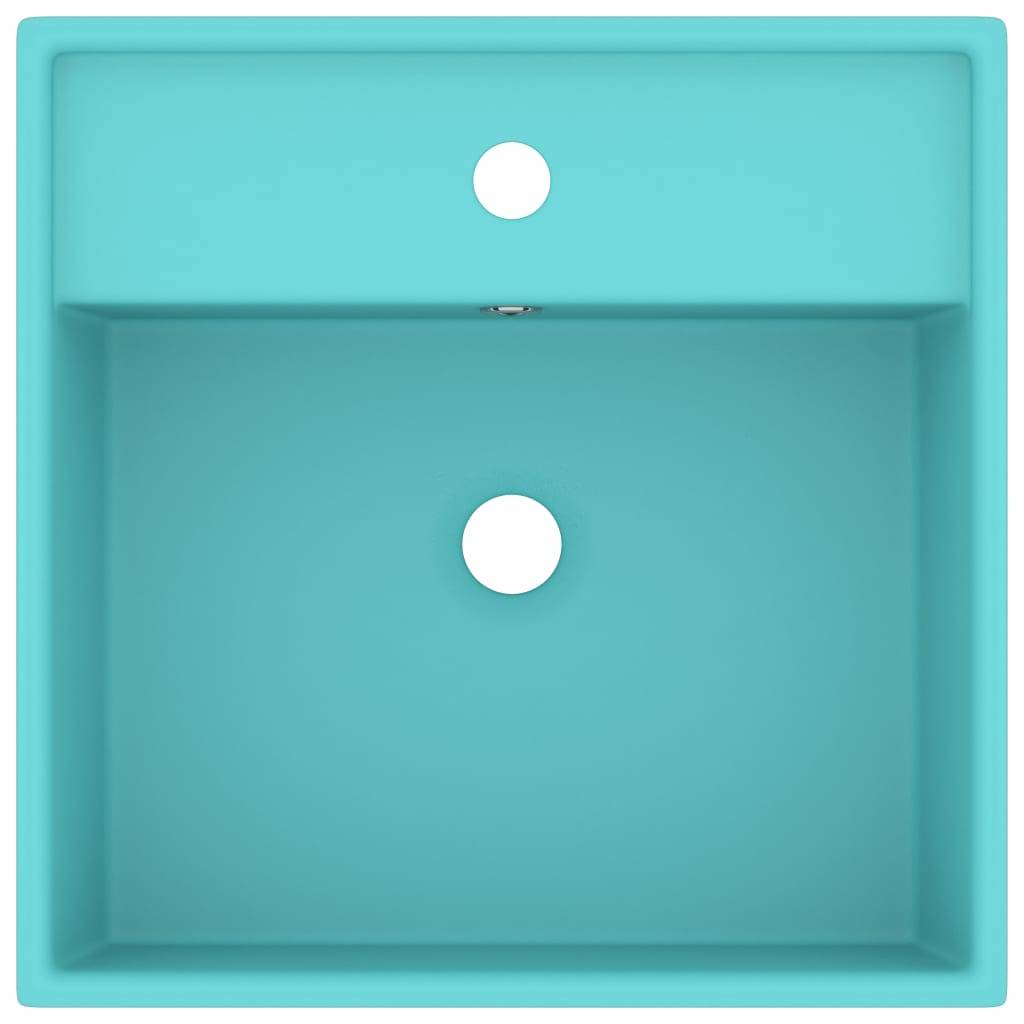 vidaXL Luxus-Waschbecken Überlauf Quadratisch Matt Hellgrün 41x41 cm