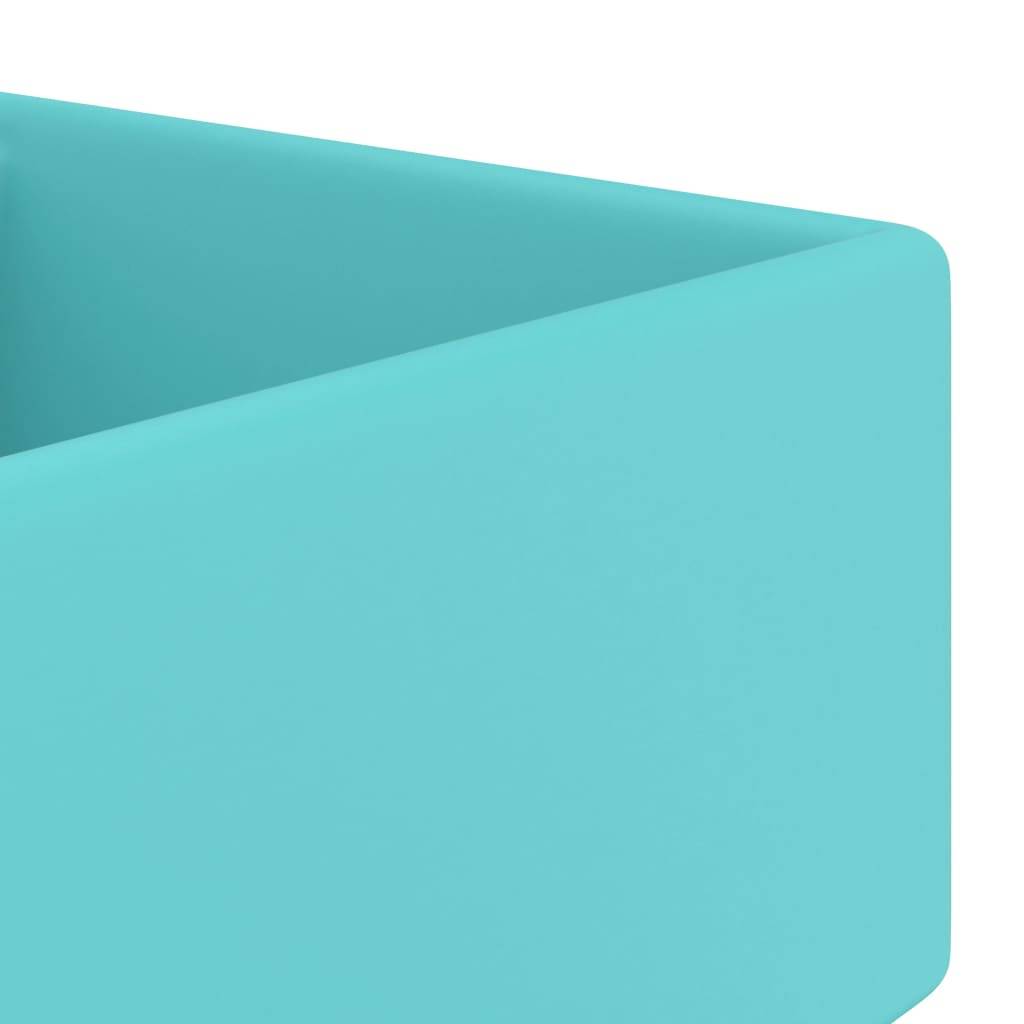 vidaXL Luxus-Waschbecken Überlauf Quadratisch Matt Hellgrün 41x41 cm