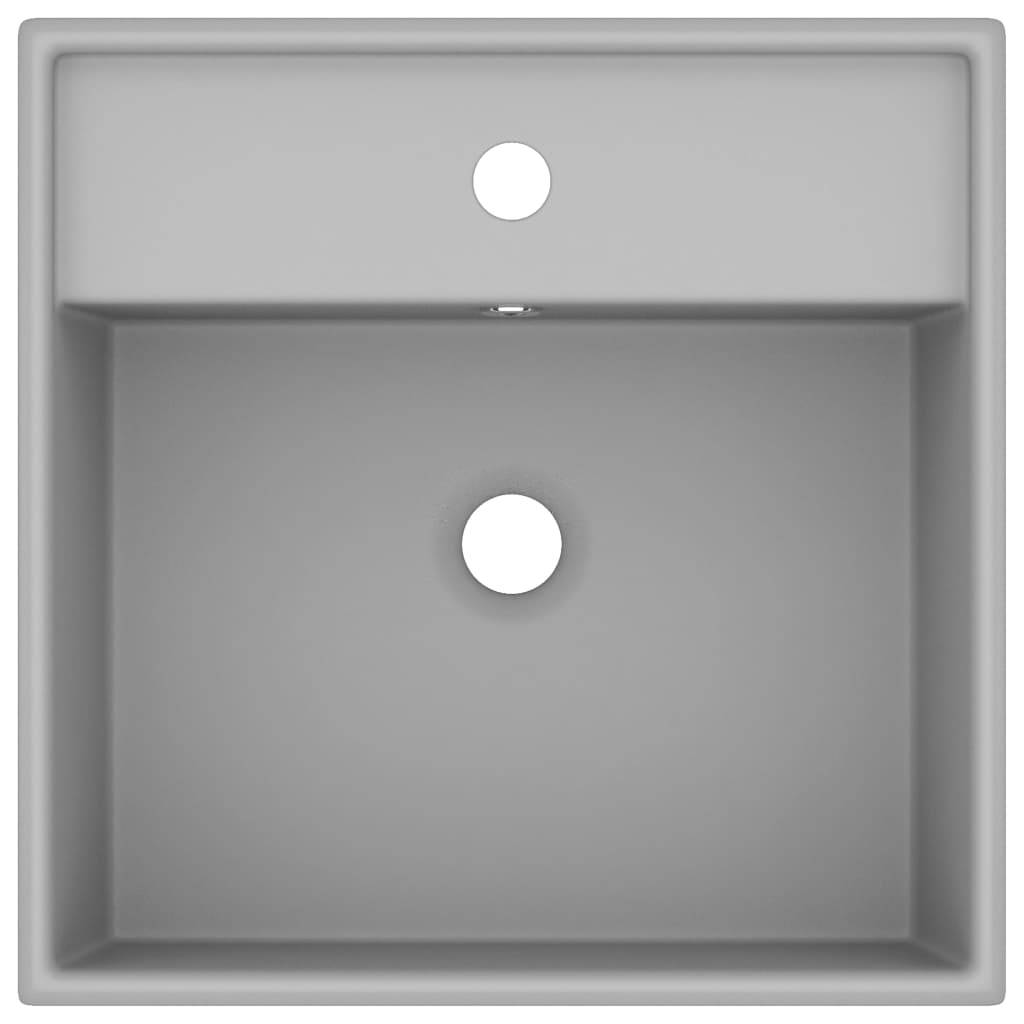 vidaXL Luxus-Waschbecken Überlauf Quadratisch Matt Hellgrau 41x41 cm