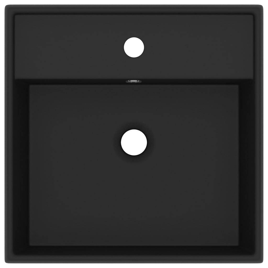 vidaXL Luxus-Waschbecken Überlauf Quadratisch Matt Schwarz 41x41 cm