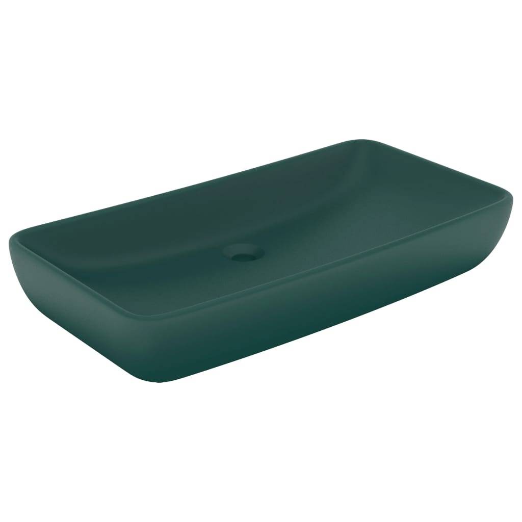 vidaXL Luxus-Waschbecken Rechteckig Matt Dunkelgrün 71x38 cm Keramik