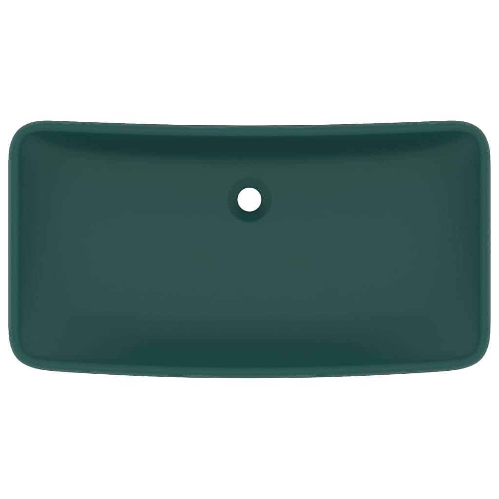 vidaXL Luxus-Waschbecken Rechteckig Matt Dunkelgrün 71x38 cm Keramik