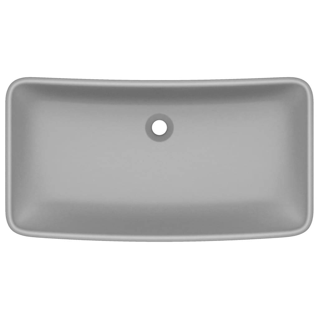 vidaXL Luxus-Waschbecken Rechteckig Matt Hellgrau 71x38 cm Keramik