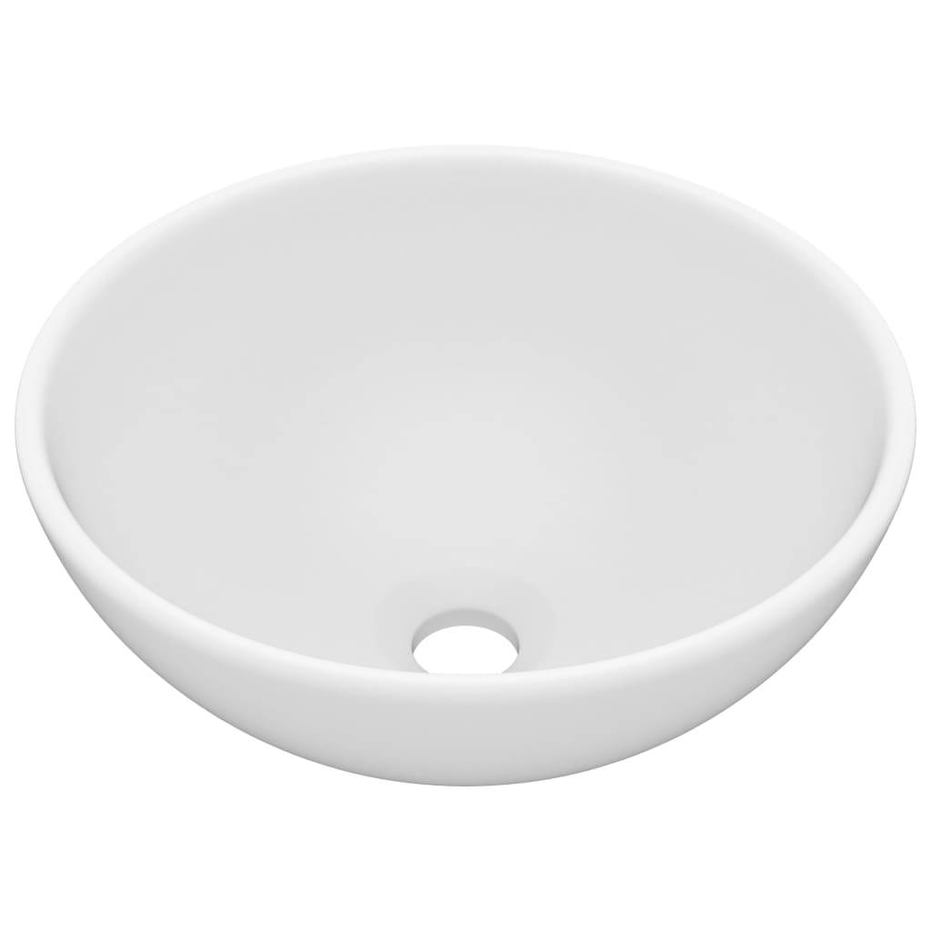 vidaXL Luxus-Waschbecken Rund Matt Weiß 32,5x14 cm Keramik