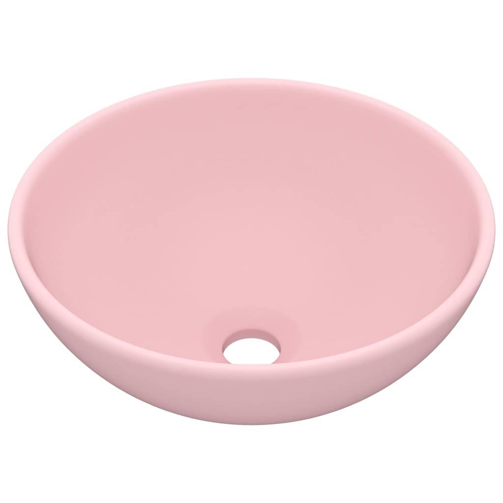 vidaXL Luxus-Waschbecken Rund Matt Rosa 32,5x14 cm Keramik