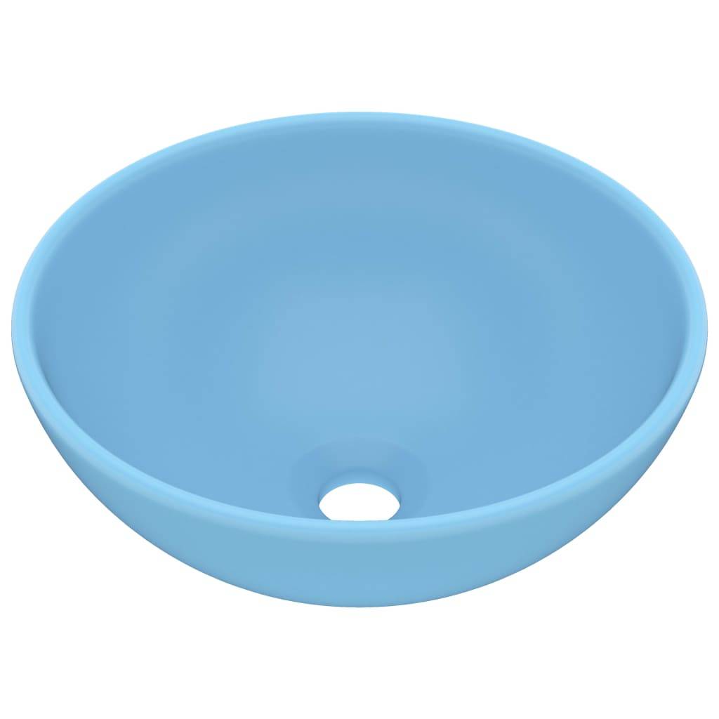 vidaXL Luxus-Waschbecken Rund Matt Hellblau 32,5x14 cm Keramik