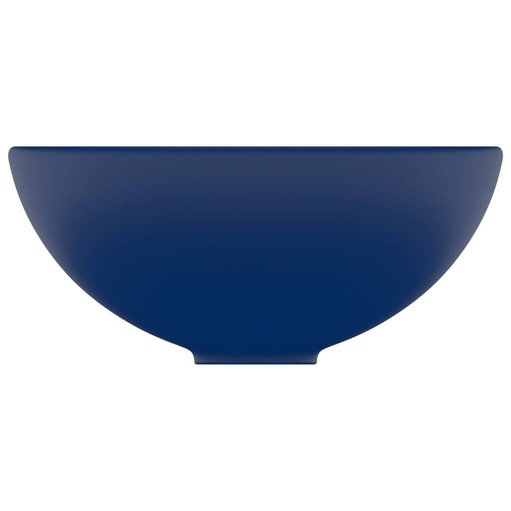 vidaXL Luxus-Waschbecken Rund Matt Dunkelblau 32,5x14 cm Keramik