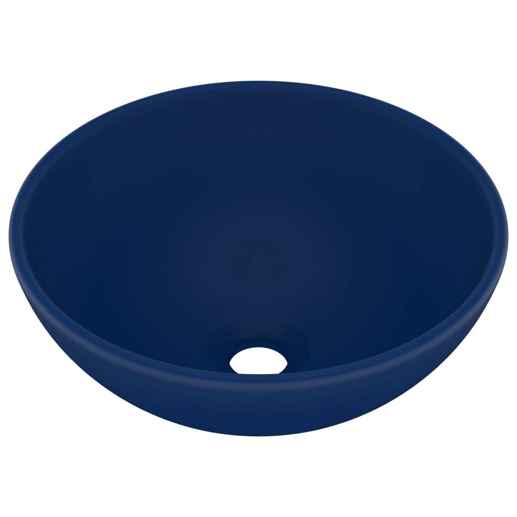 vidaXL Luxus-Waschbecken Rund Matt Dunkelblau 32,5x14 cm Keramik