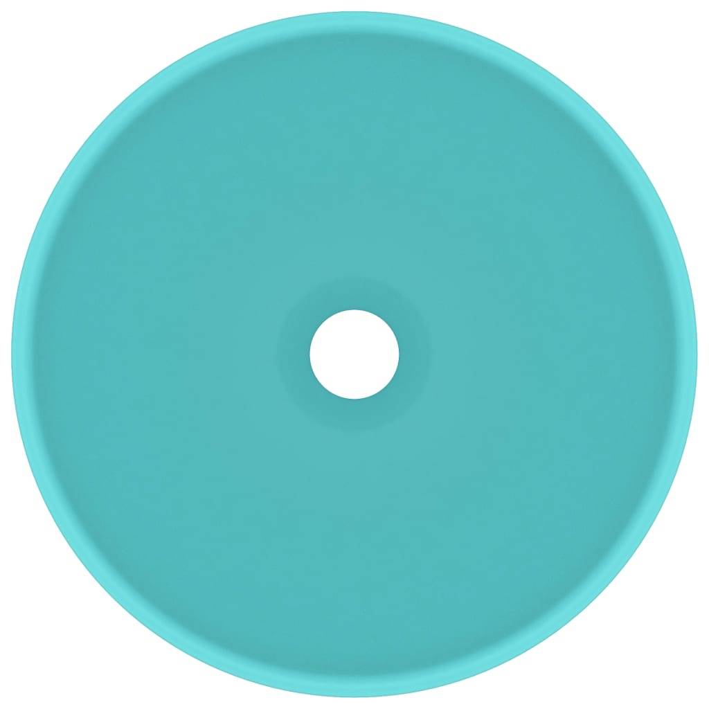 vidaXL Luxus-Waschbecken Rund Matt Hellgrün 32,5x14 cm Keramik