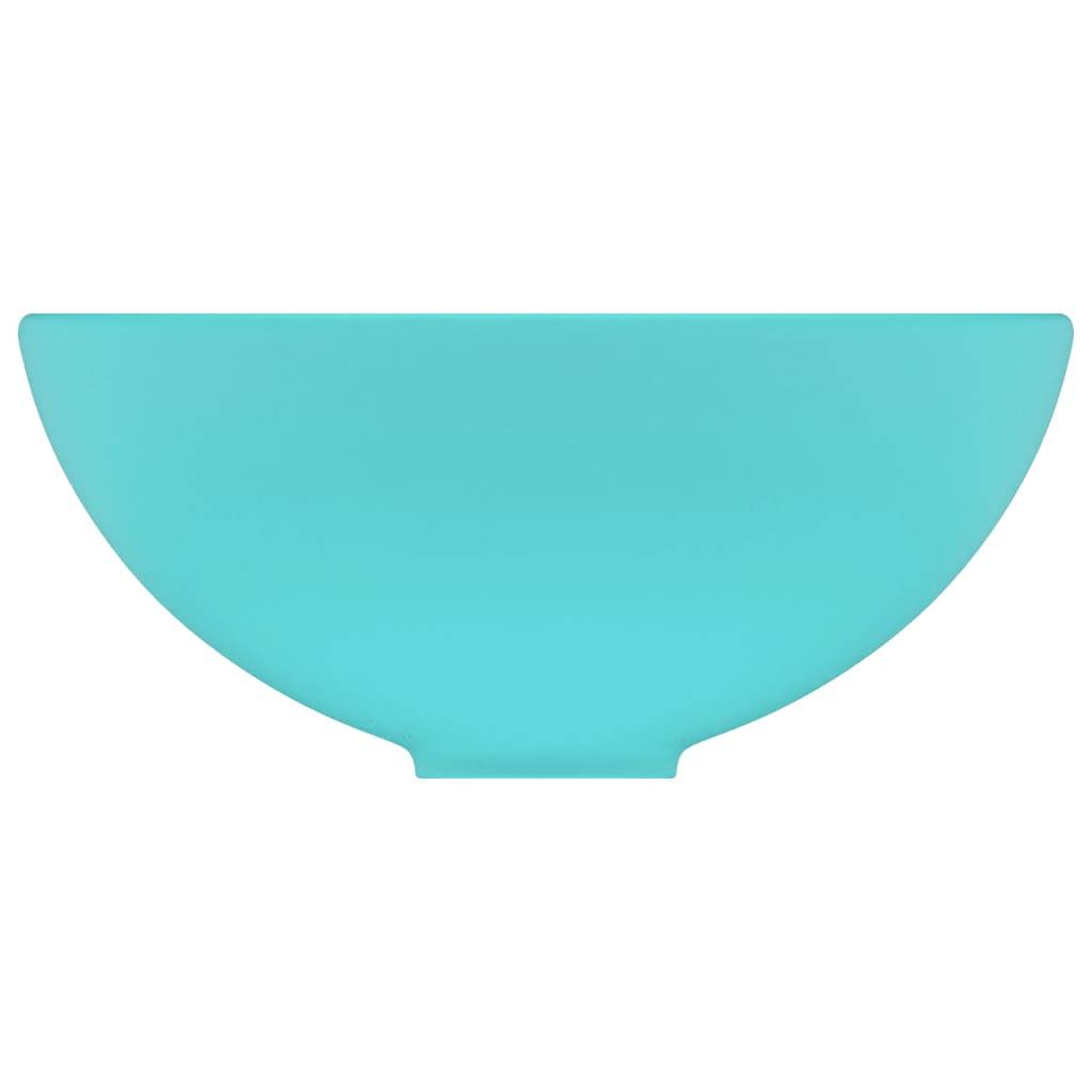 vidaXL Luxus-Waschbecken Rund Matt Hellgrün 32,5x14 cm Keramik