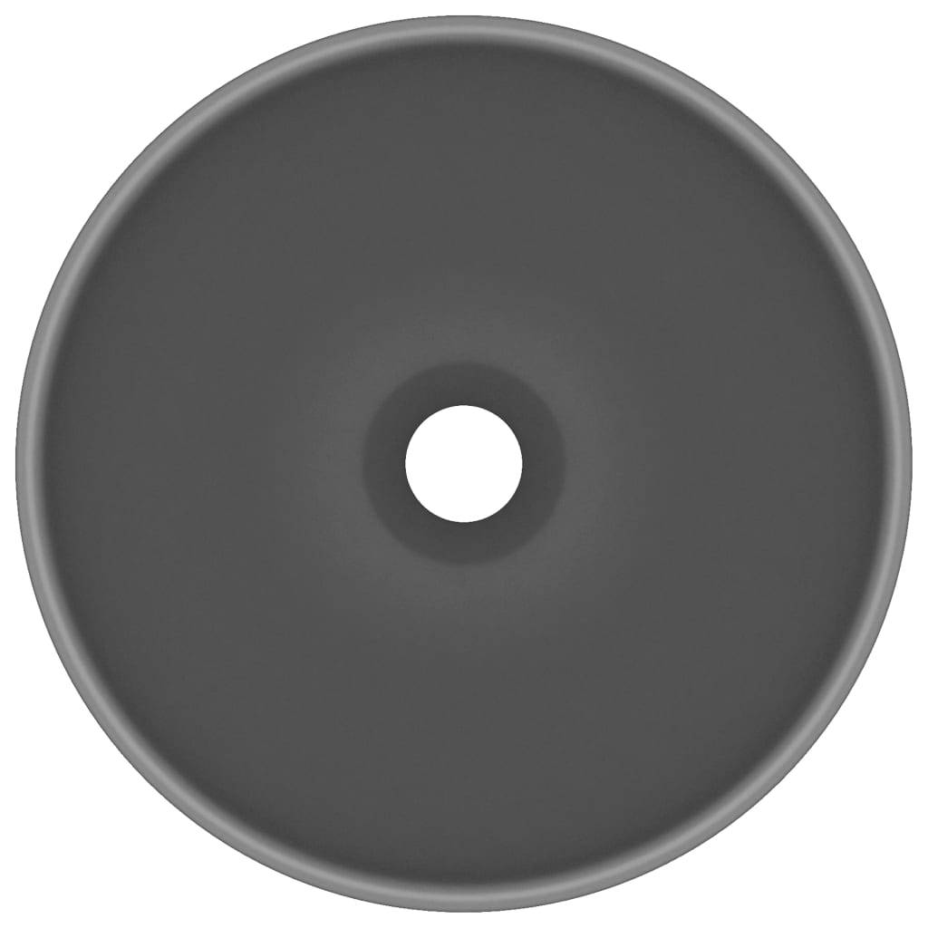 vidaXL Luxus-Waschbecken Rund Matt Dunkelgrau 32,5x14 cm Keramik