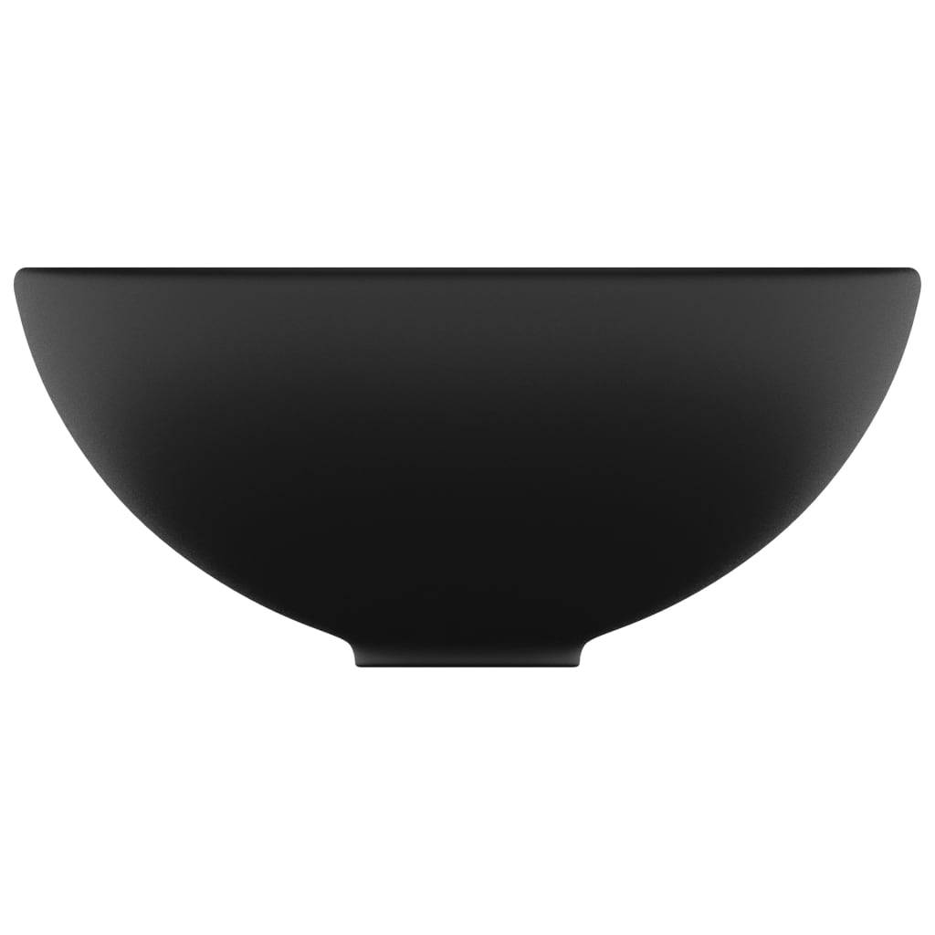 vidaXL Luxus-Waschbecken Rund Matt Schwarz 32,5x14 cm Keramik