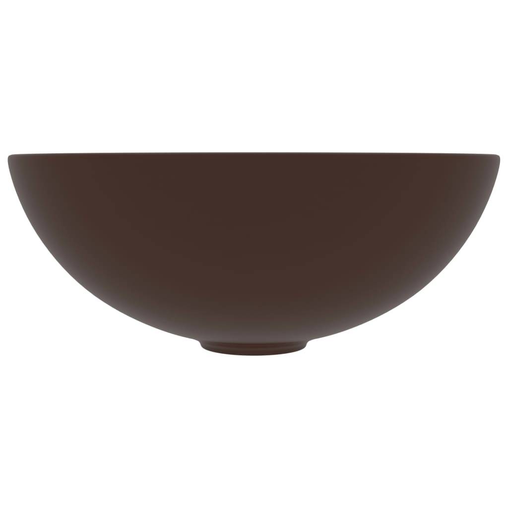 vidaXL Waschbecken Keramik Dunkelbraun Rund