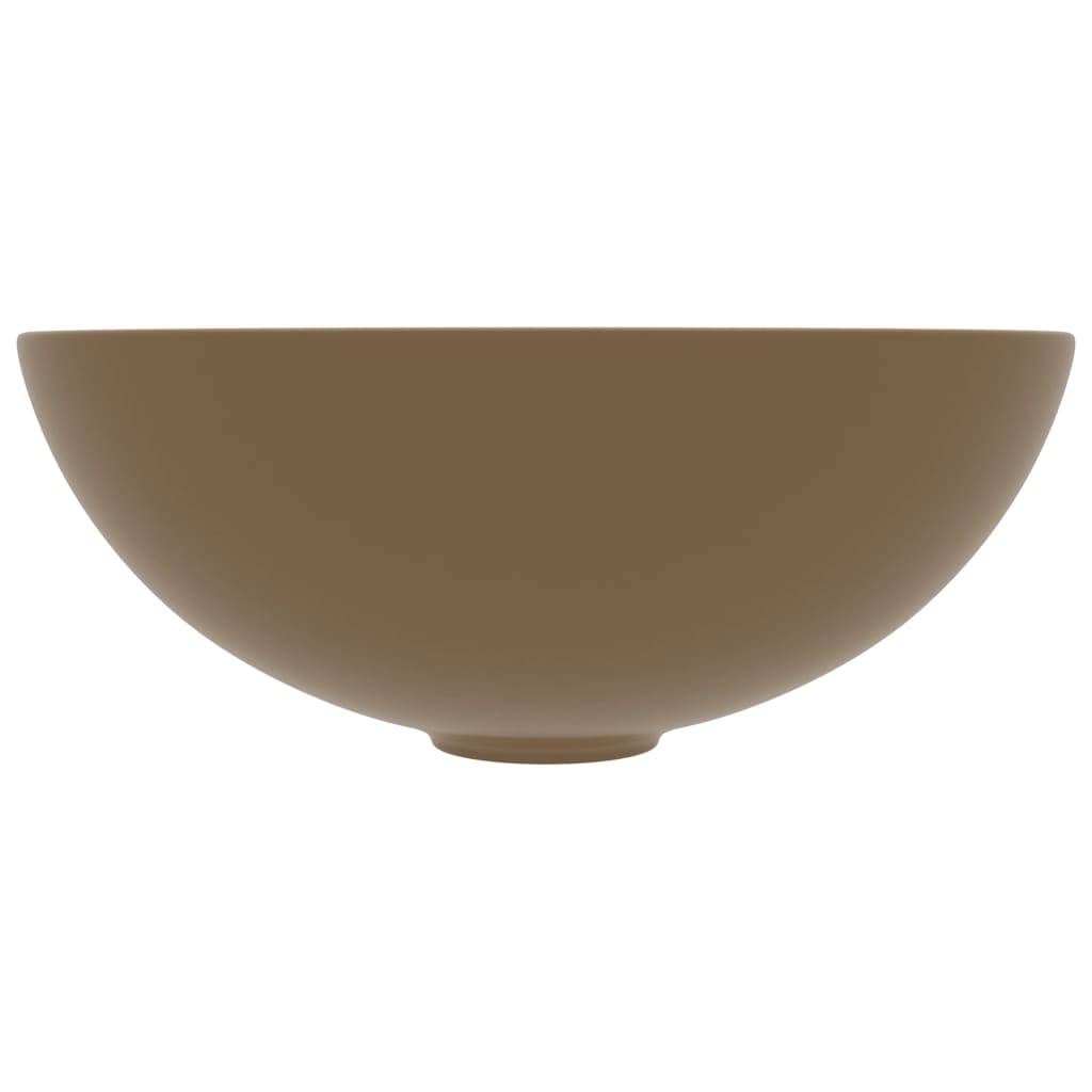 vidaXL Waschbecken Keramik Mattcreme Rund