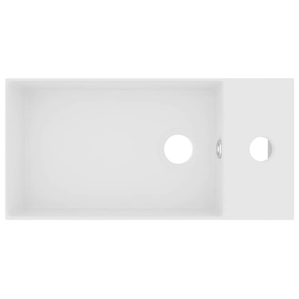 vidaXL Badezimmer-Waschbecken mit Überlauf Keramik Matt Weiß