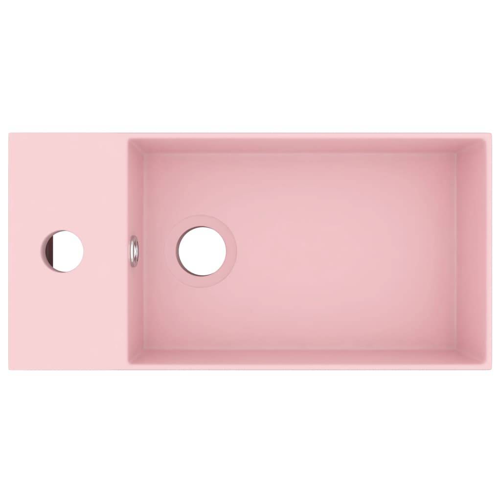 vidaXL Badezimmer-Waschbecken mit Überlauf Keramik Matt Rosa