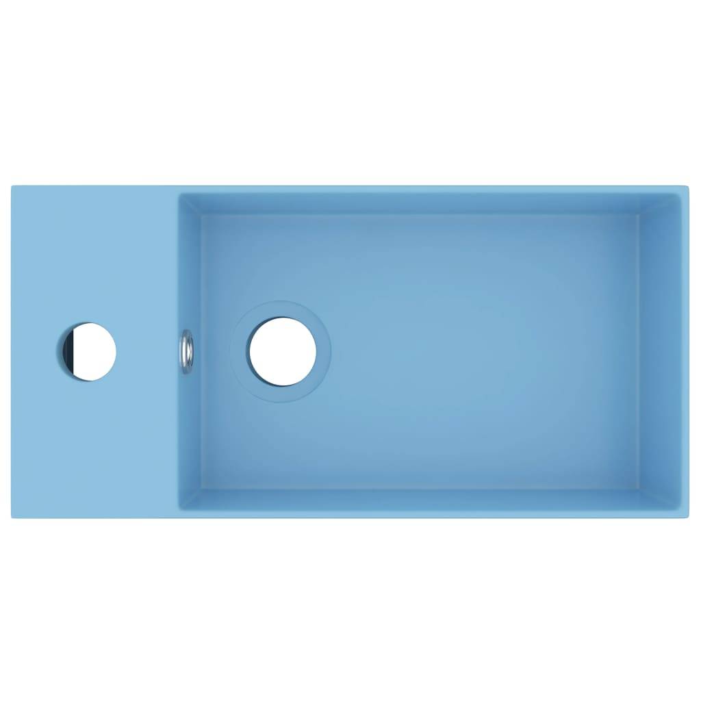 vidaXL Badezimmer-Waschbecken mit Überlauf Keramik Hellblau