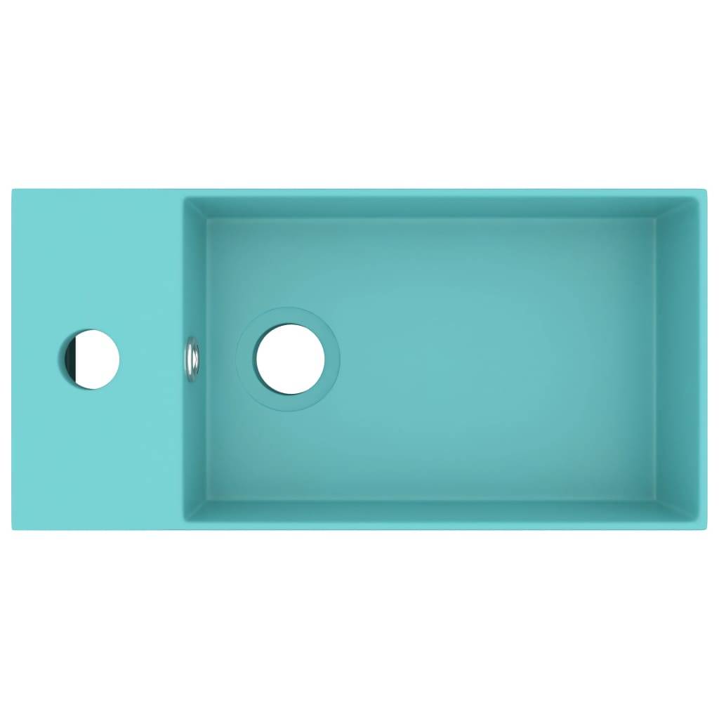 vidaXL Badezimmer-Waschbecken mit Überlauf Keramik Hellgrün