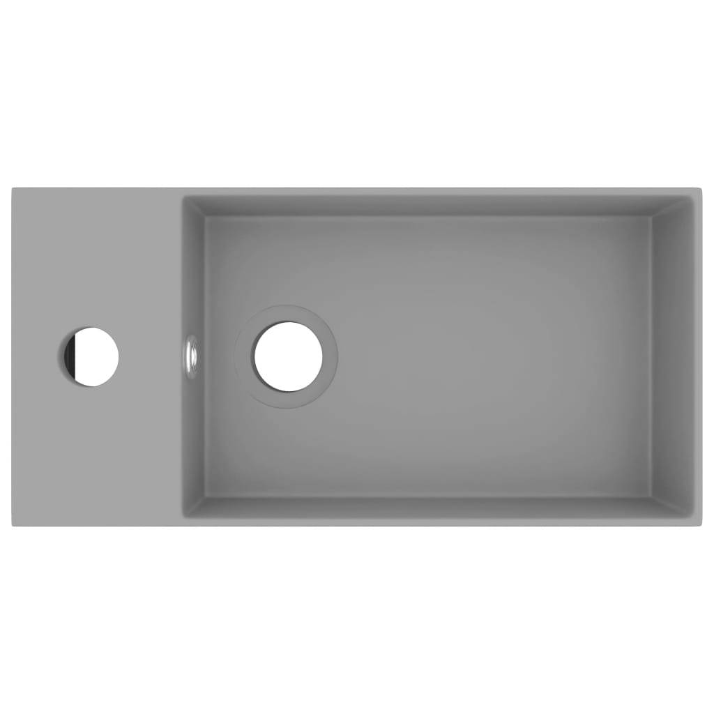 vidaXL Badezimmer-Waschbecken mit Überlauf Keramik Hellgrau