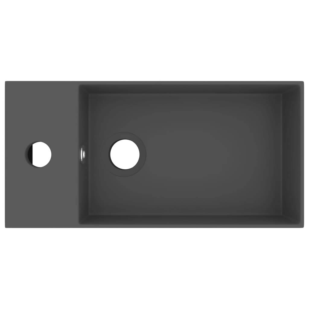vidaXL Badezimmer-Waschbecken mit Überlauf Keramik Dunkelgrau