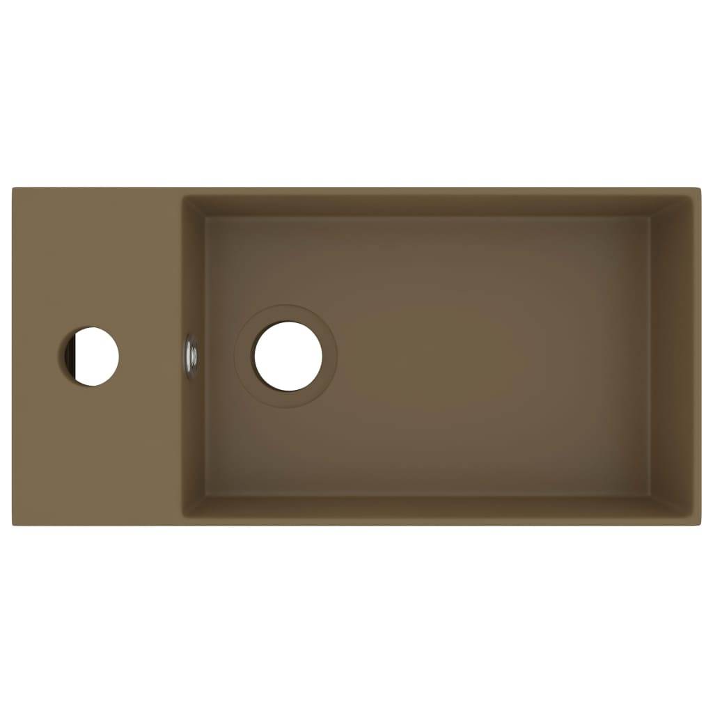 vidaXL Badezimmer-Waschbecken mit Überlauf Keramik Matt Creme