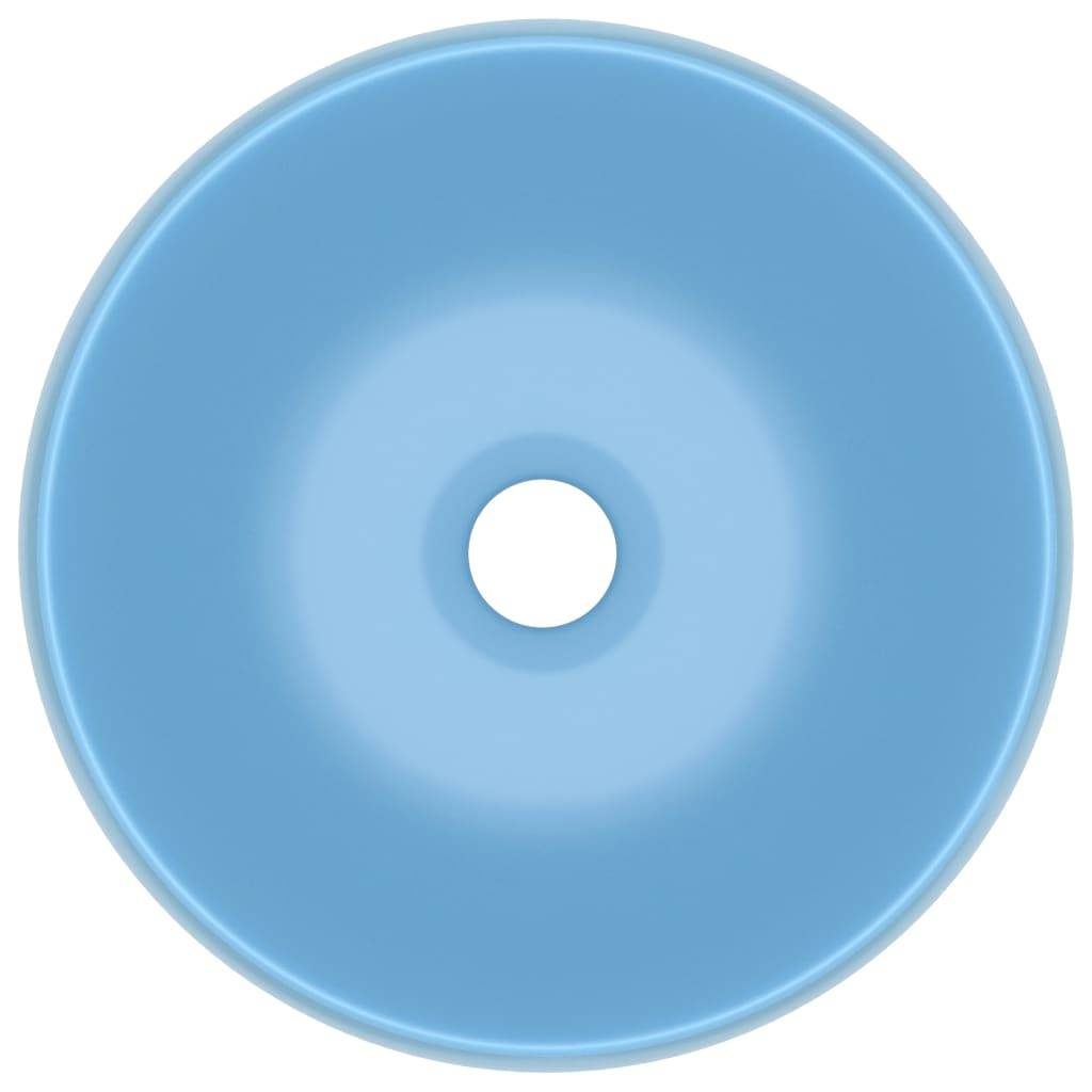 vidaXL Luxuriöses Waschbecken Rund Matt Hellblau 40x15 cm Keramik
