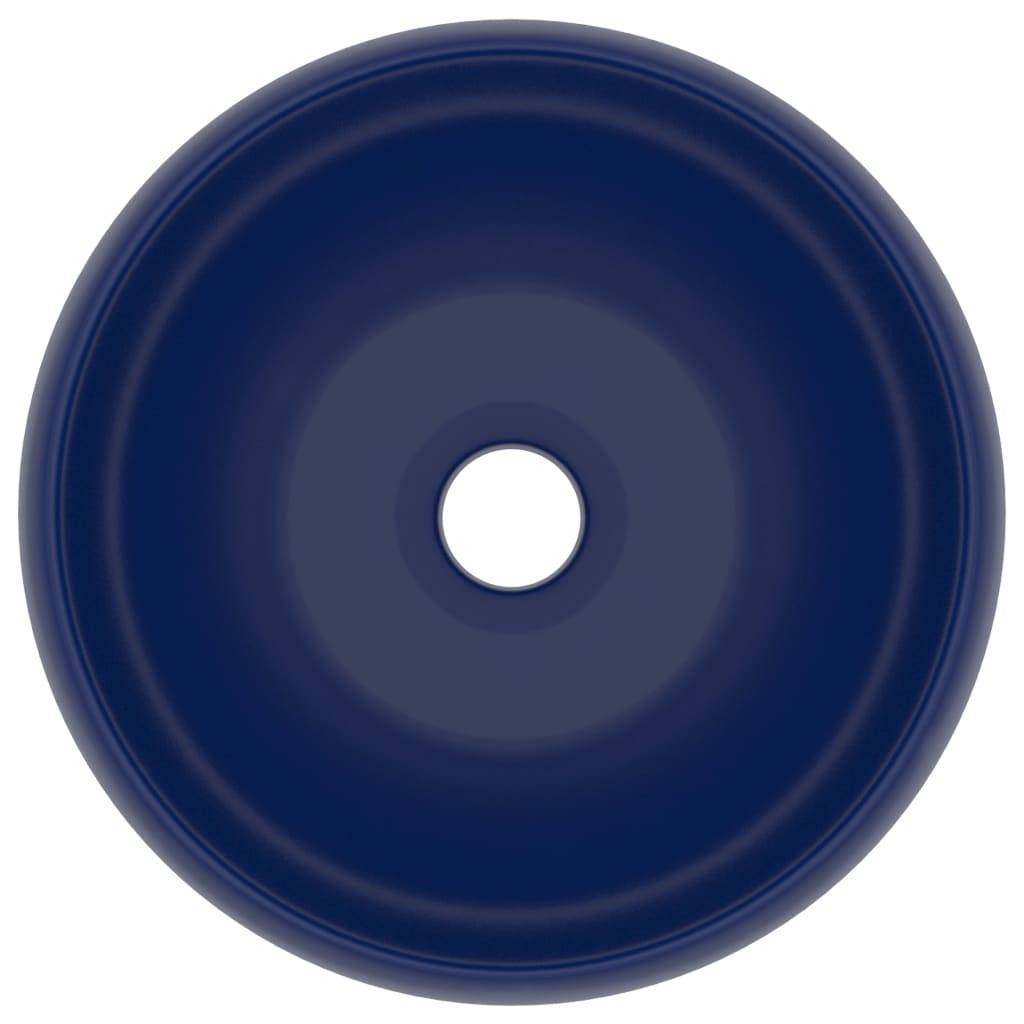 vidaXL Luxuriöses Waschbecken Rund Matt Dunkelblau 40x15 cm Keramik