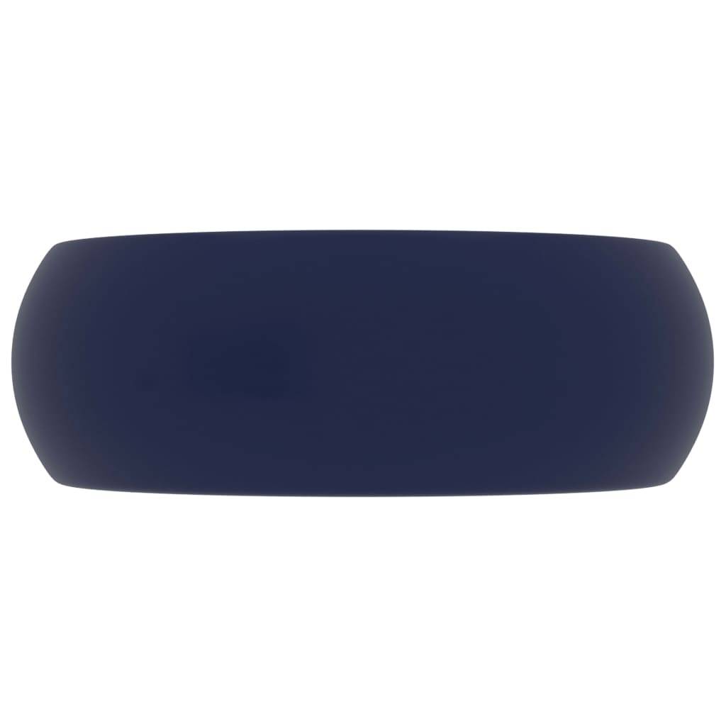 vidaXL Luxuriöses Waschbecken Rund Matt Dunkelblau 40x15 cm Keramik