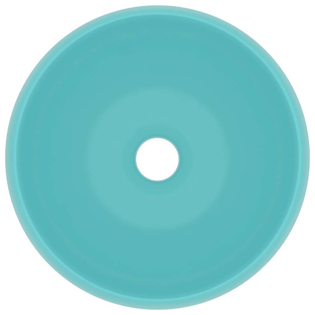 vidaXL Luxuriöses Waschbecken Rund Matt Hellgrün 40x15 cm Keramik