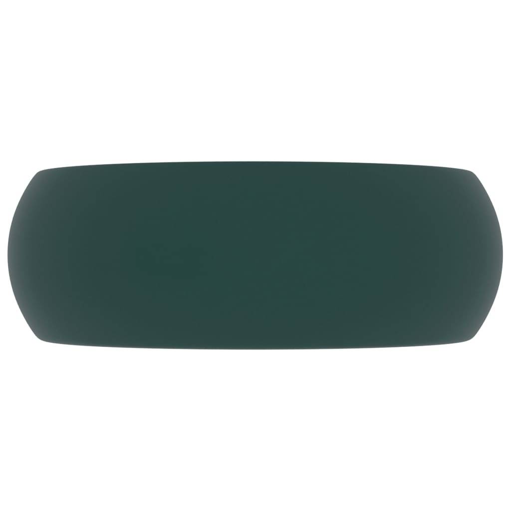 vidaXL Luxuriöses Waschbecken Rund Matt Dunkelgrün 40x15 cm Keramik