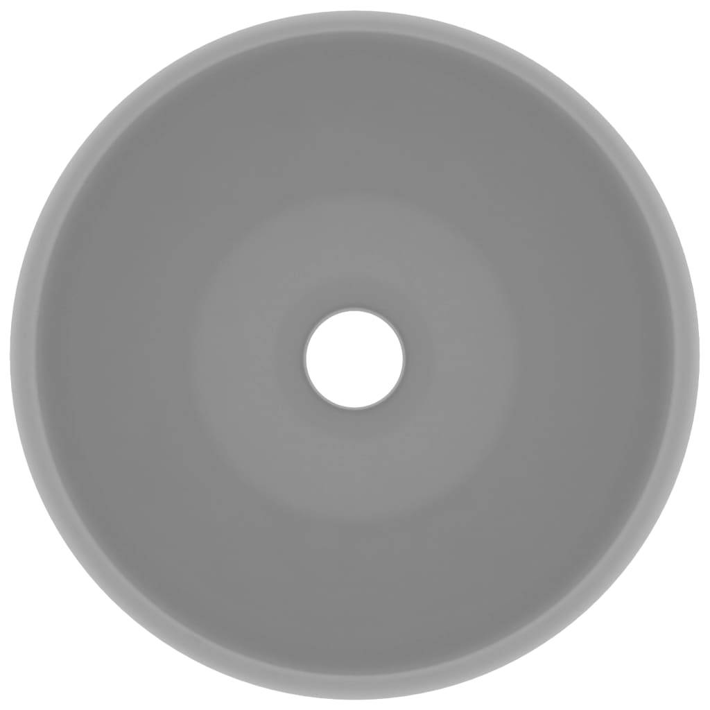 vidaXL Luxuriöses Waschbecken Rund Matt Hellgrau 40x15 cm Keramik