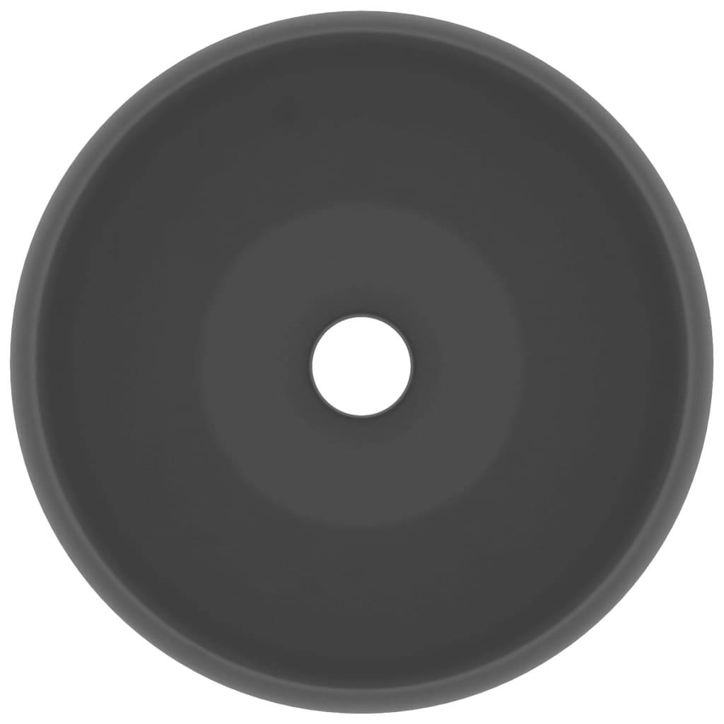 vidaXL Luxuriöses Waschbecken Rund Matt Dunkelgrau 40x15 cm Keramik