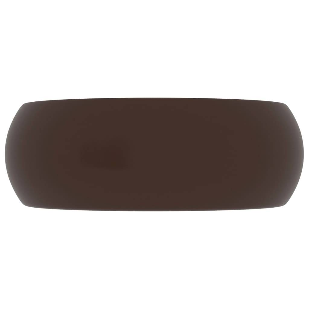 vidaXL Luxuriöses Waschbecken Rund Matt Dunkelbraun 40x15 cm Keramik