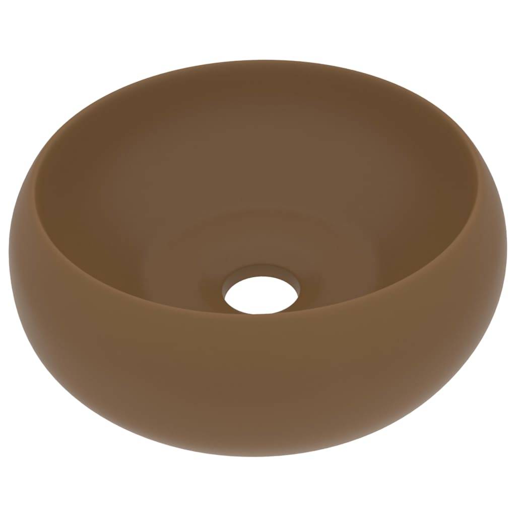 vidaXL Luxuriöses Waschbecken Rund Matt Creme 40x15 cm Keramik