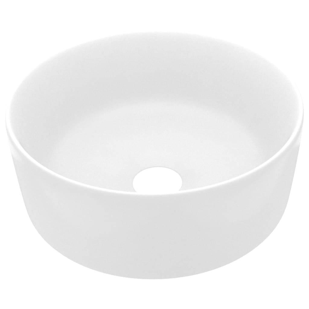 vidaXL Luxuriöses Waschbecken Rund Matt Weiß 40x15 cm Keramik