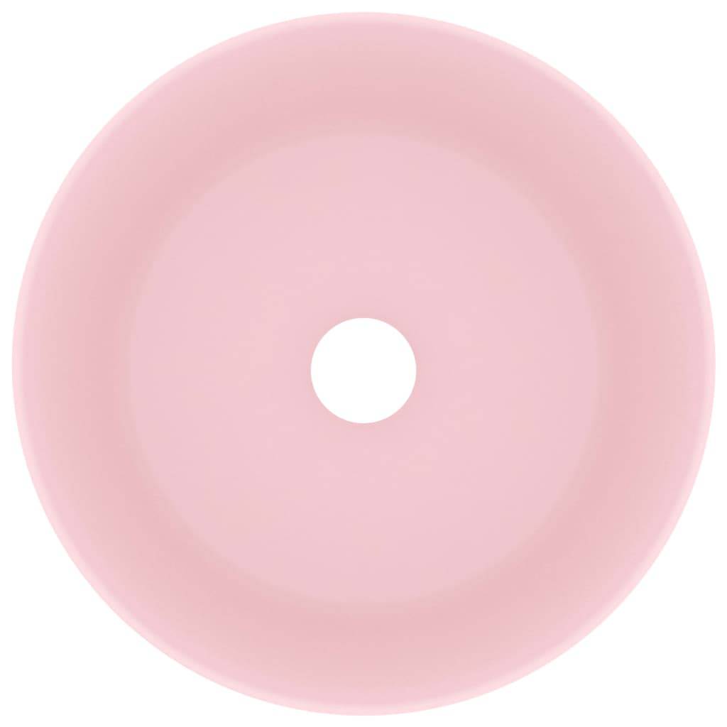 vidaXL Luxuriöses Waschbecken Rund Matt Rosa 40x15 cm Keramik